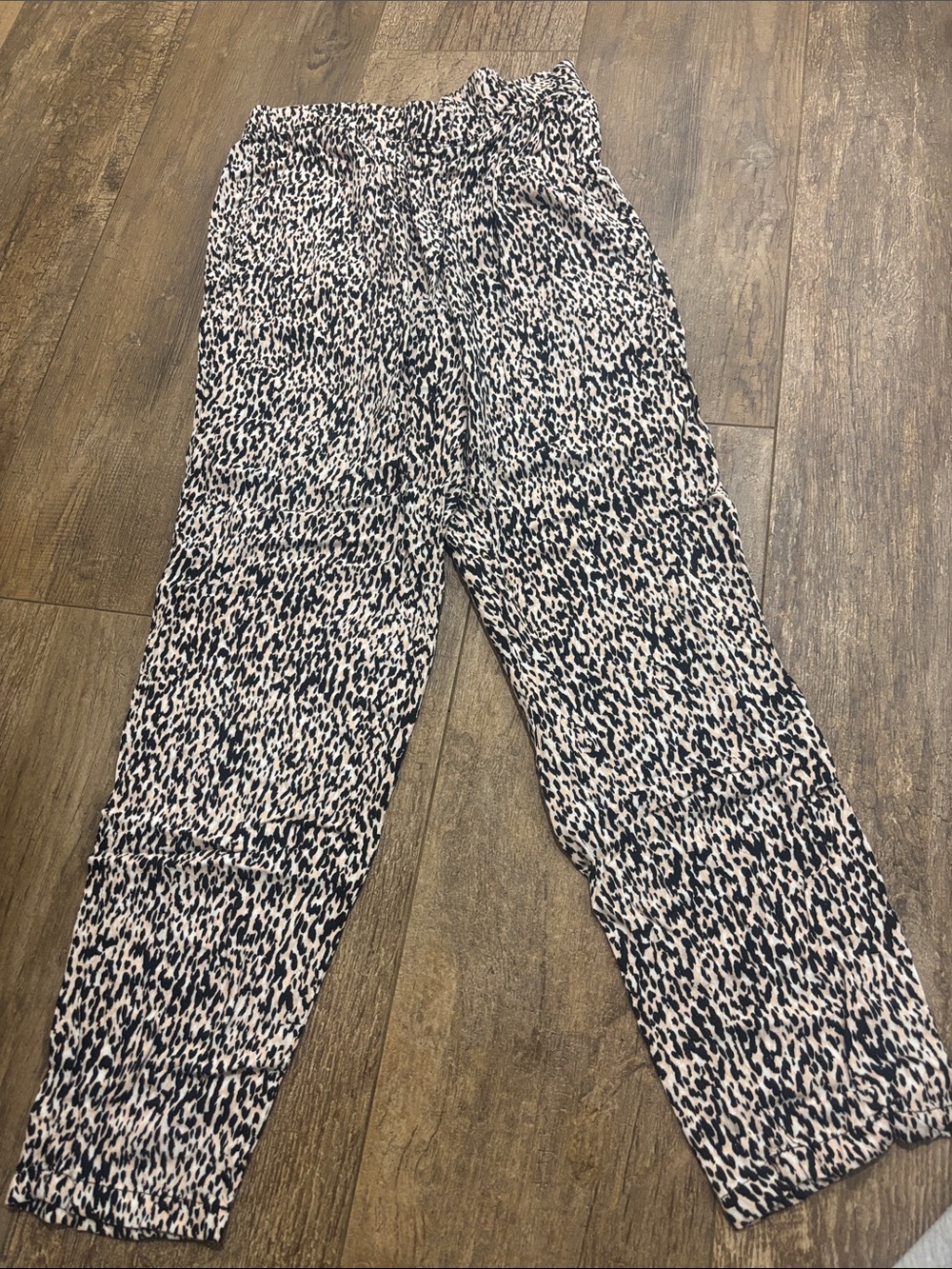 H&M Pink and Black Leopard Print Wide Leg Pants